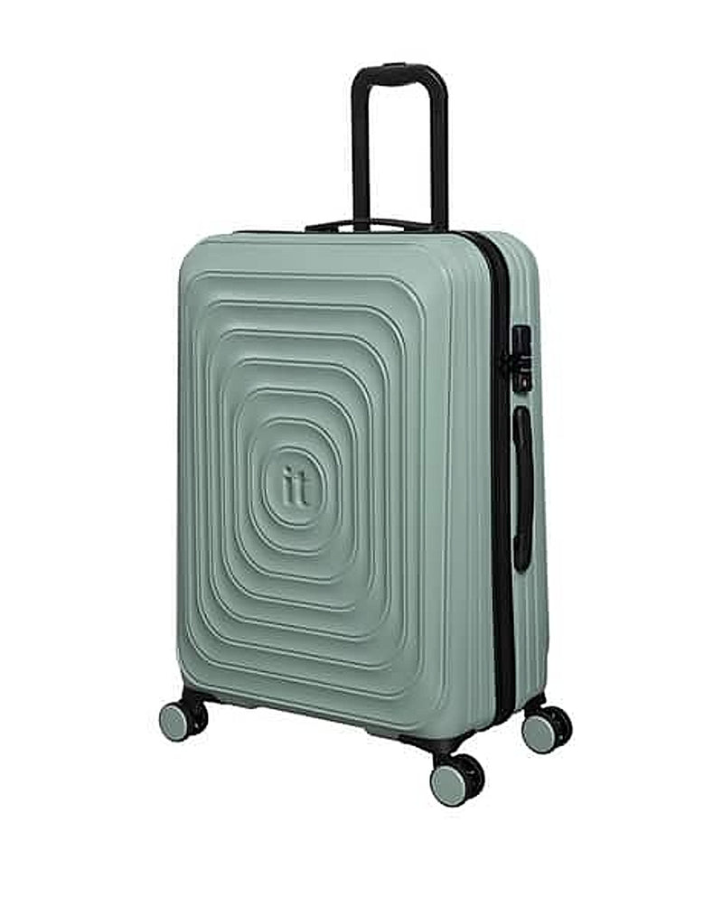 IT Luggage geometric pattern trolley bag with TSA lock in Green
